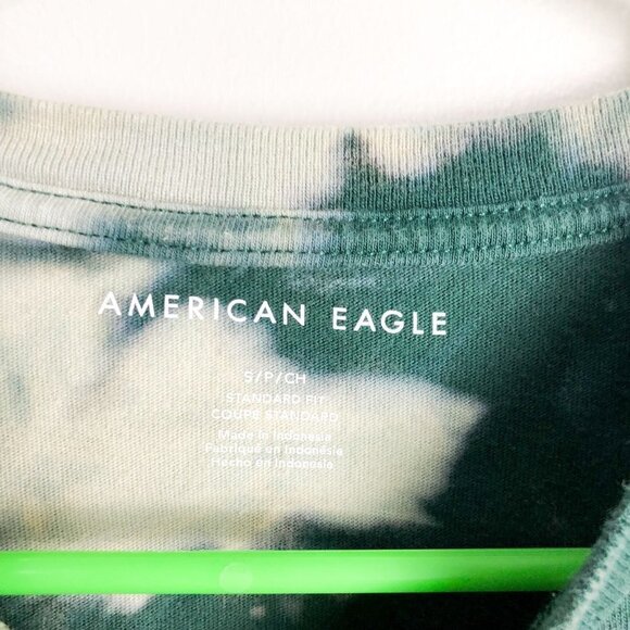 American Eagle Crewneck Logo USA Tie Dye T Shirt Green Small Mens Standard Fit - Picture 5 of 7